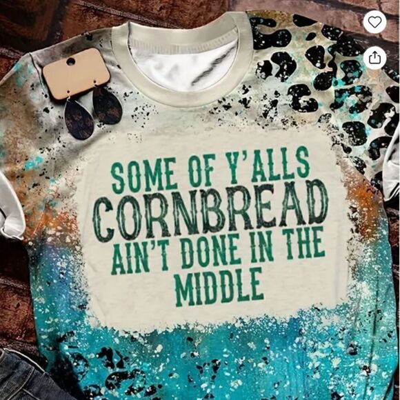 Western Leopard Pattern Cornbread Quote Country Girl T Shirt Funny - Picture 4 of 5